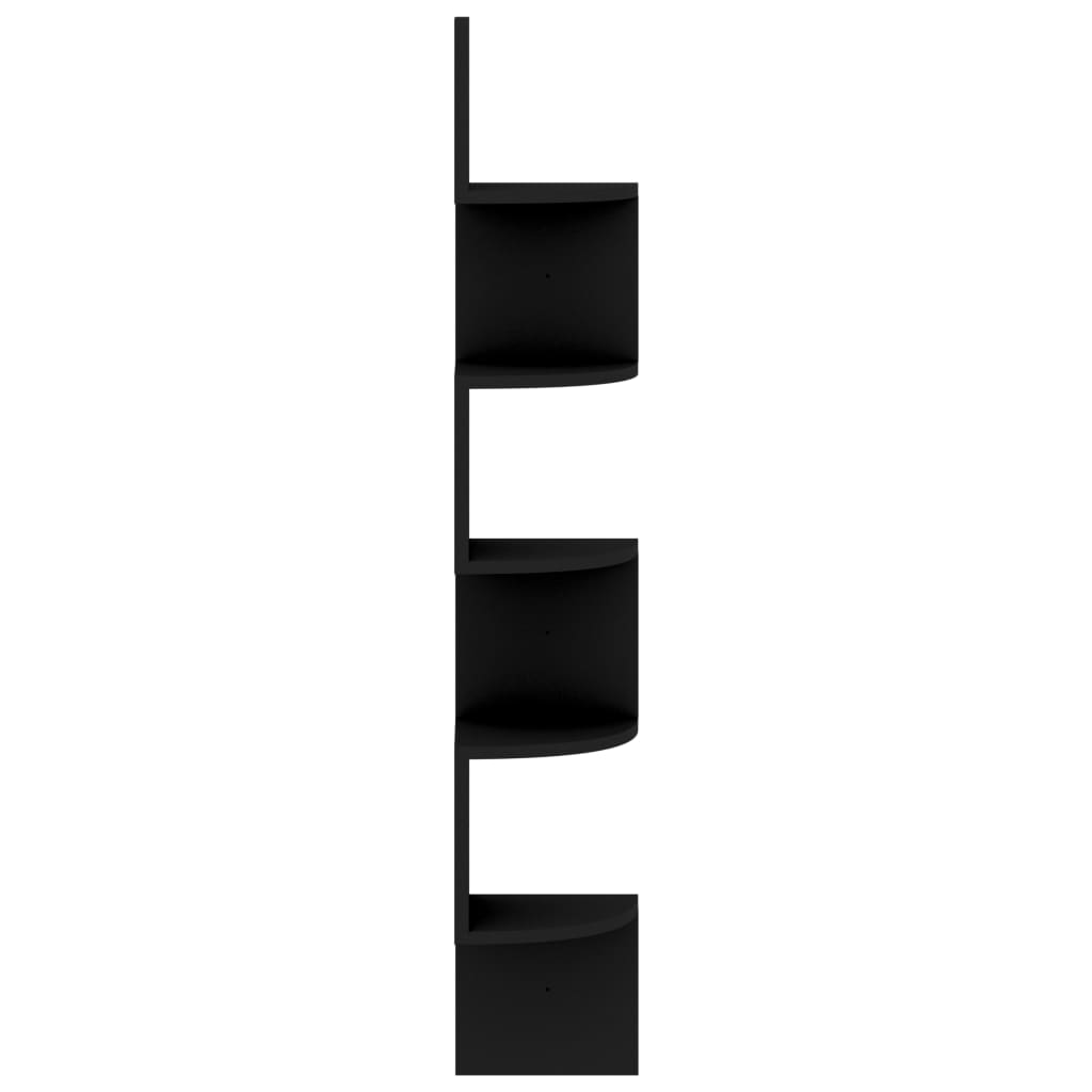 Étagère d'angle murale noir 19x19x123 cm bois d'ingénierie - XIOS