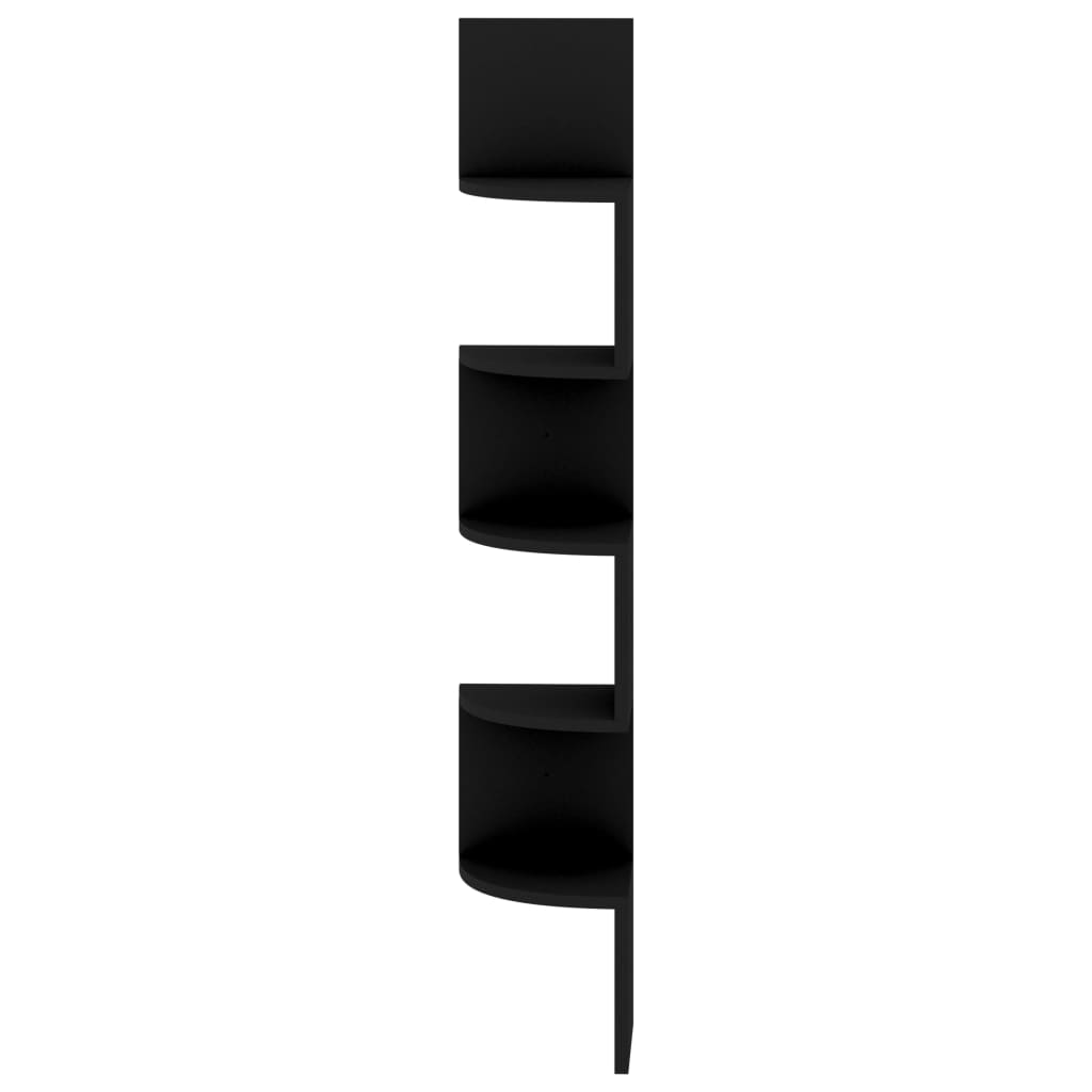 Étagère d'angle murale noir 19x19x123 cm bois d'ingénierie - XIOS
