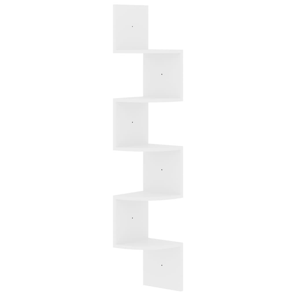 Étagère d'angle murale blanc brillant 19x19x123 cm - XIOS