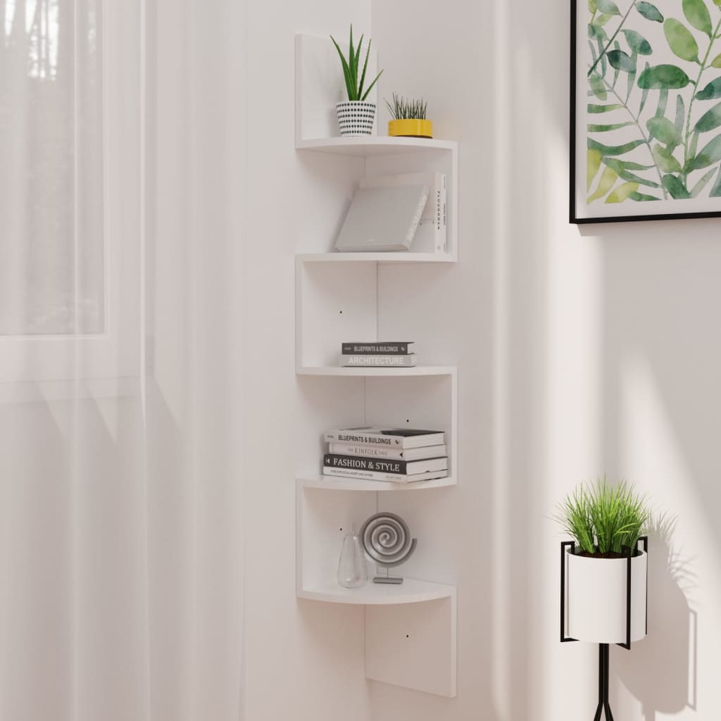 Étagère d'angle murale blanc brillant 19x19x123 cm - XIOS