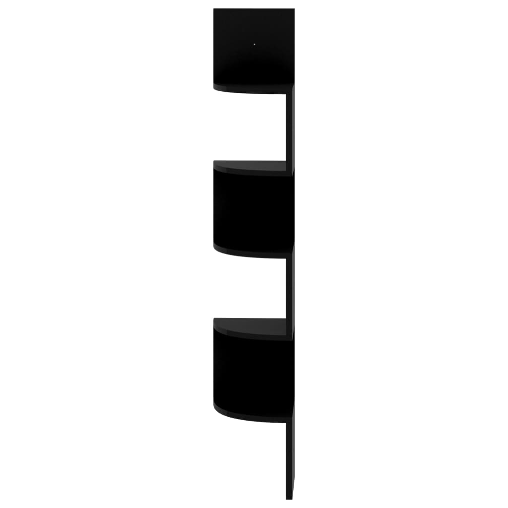 Étagère d'angle murale noir brillant 19x19x123 cm - XIOS