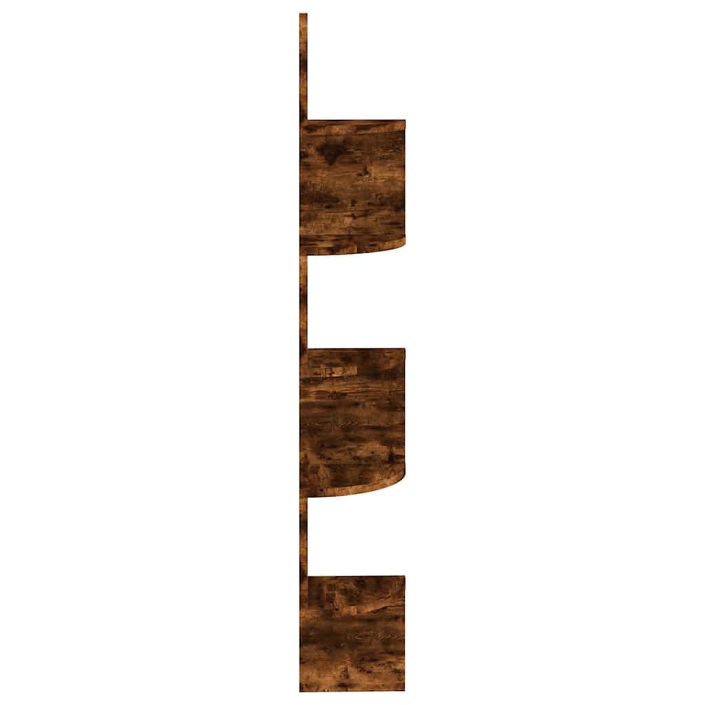 Étagère d'angle murale chêne fumé 19x19x123cm bois d'ingénierie - XIOS