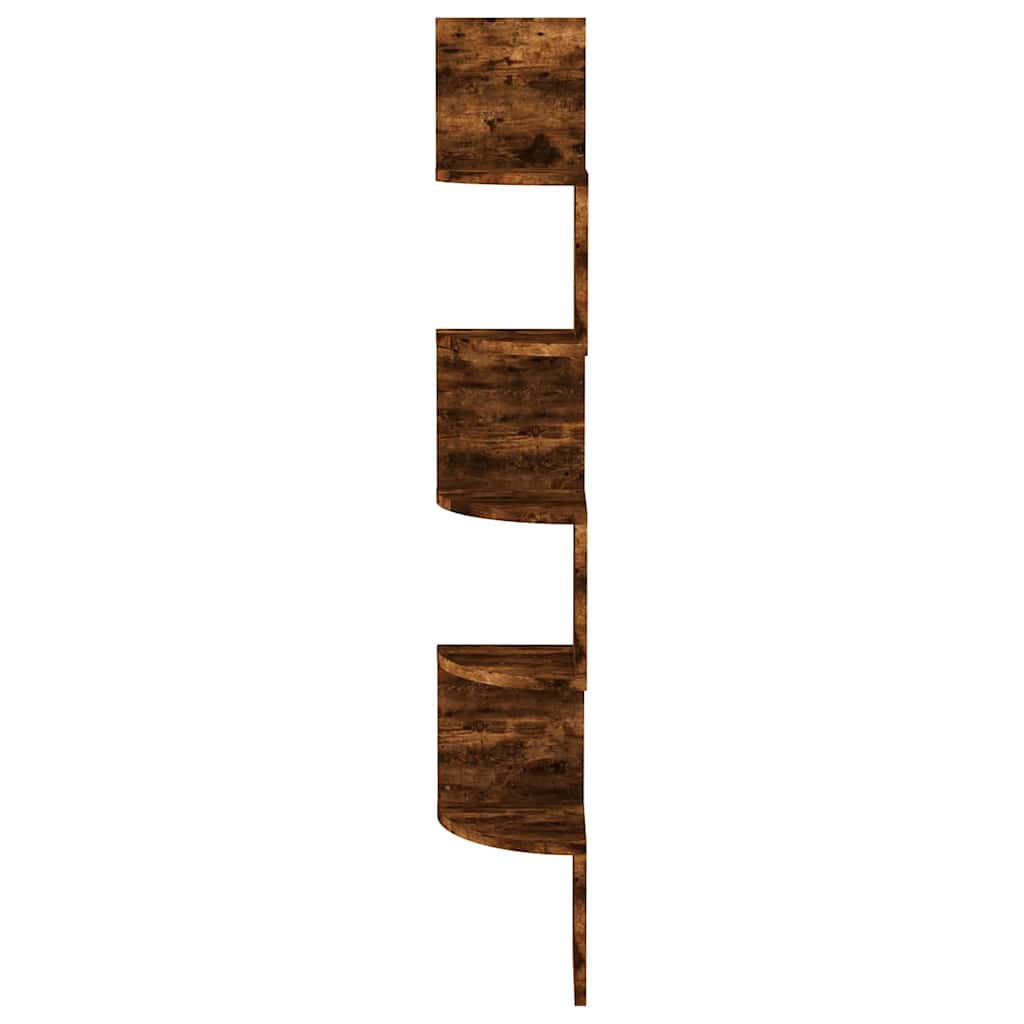 Étagère d'angle murale chêne fumé 19x19x123cm bois d'ingénierie - XIOS