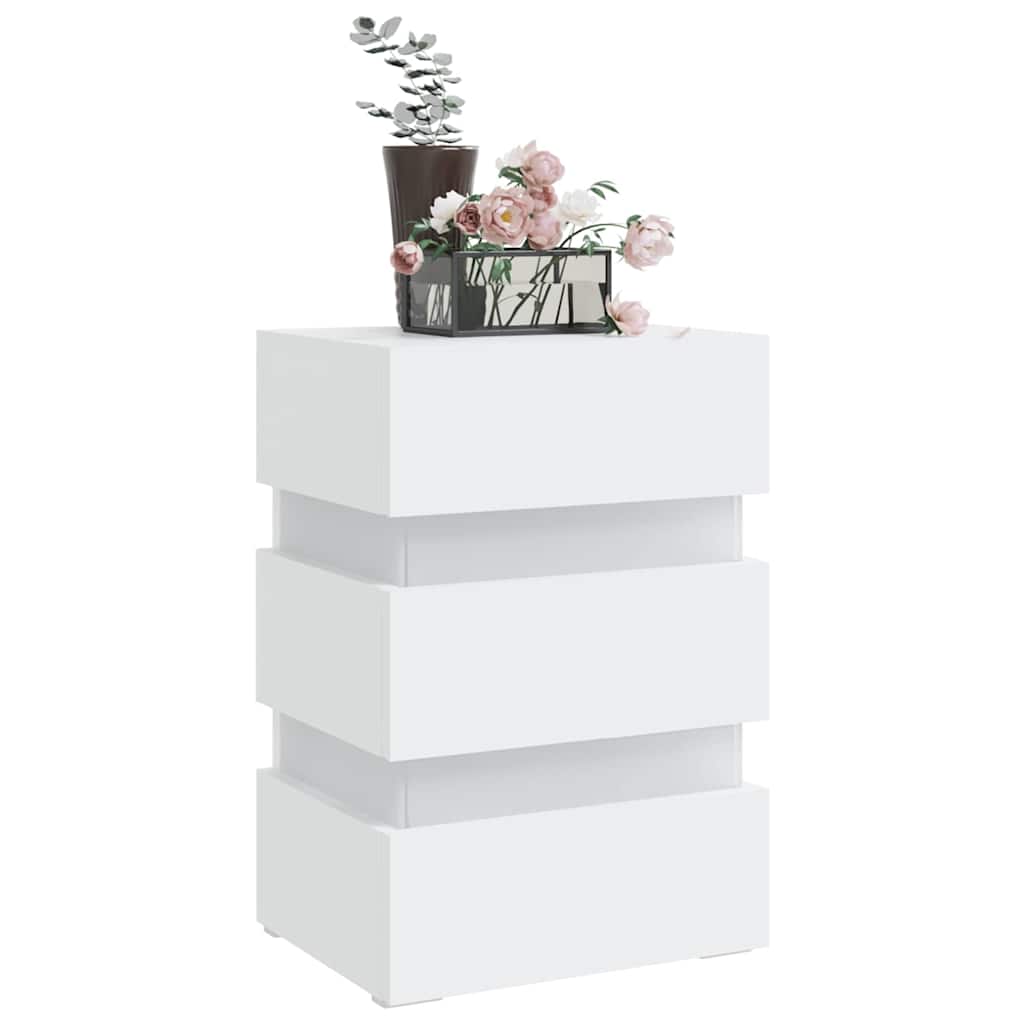 Table de chevet à LED blanc 45x35x67 cm bois d'ingénierie - XIOS