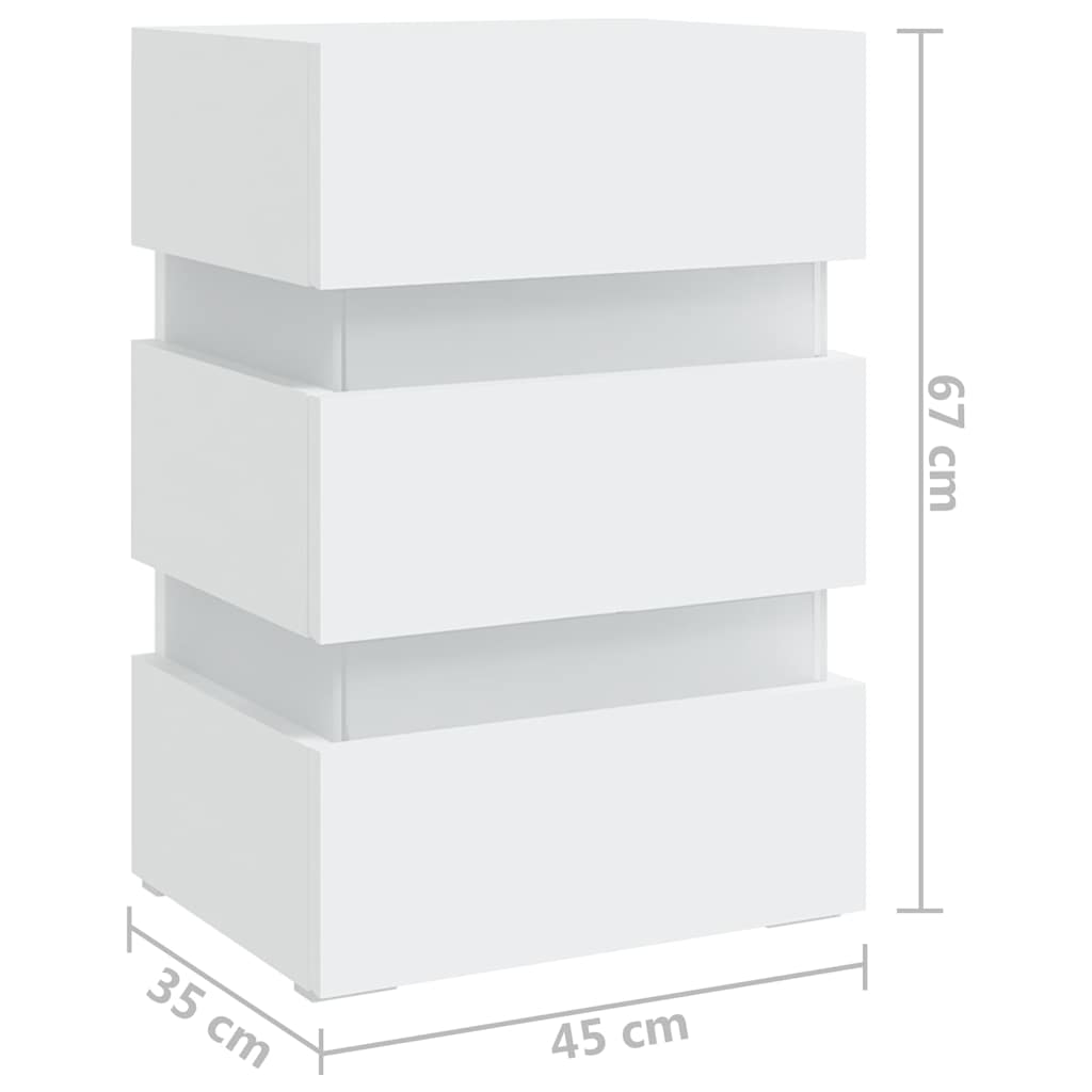 Table de chevet à LED blanc 45x35x67 cm bois d'ingénierie - XIOS