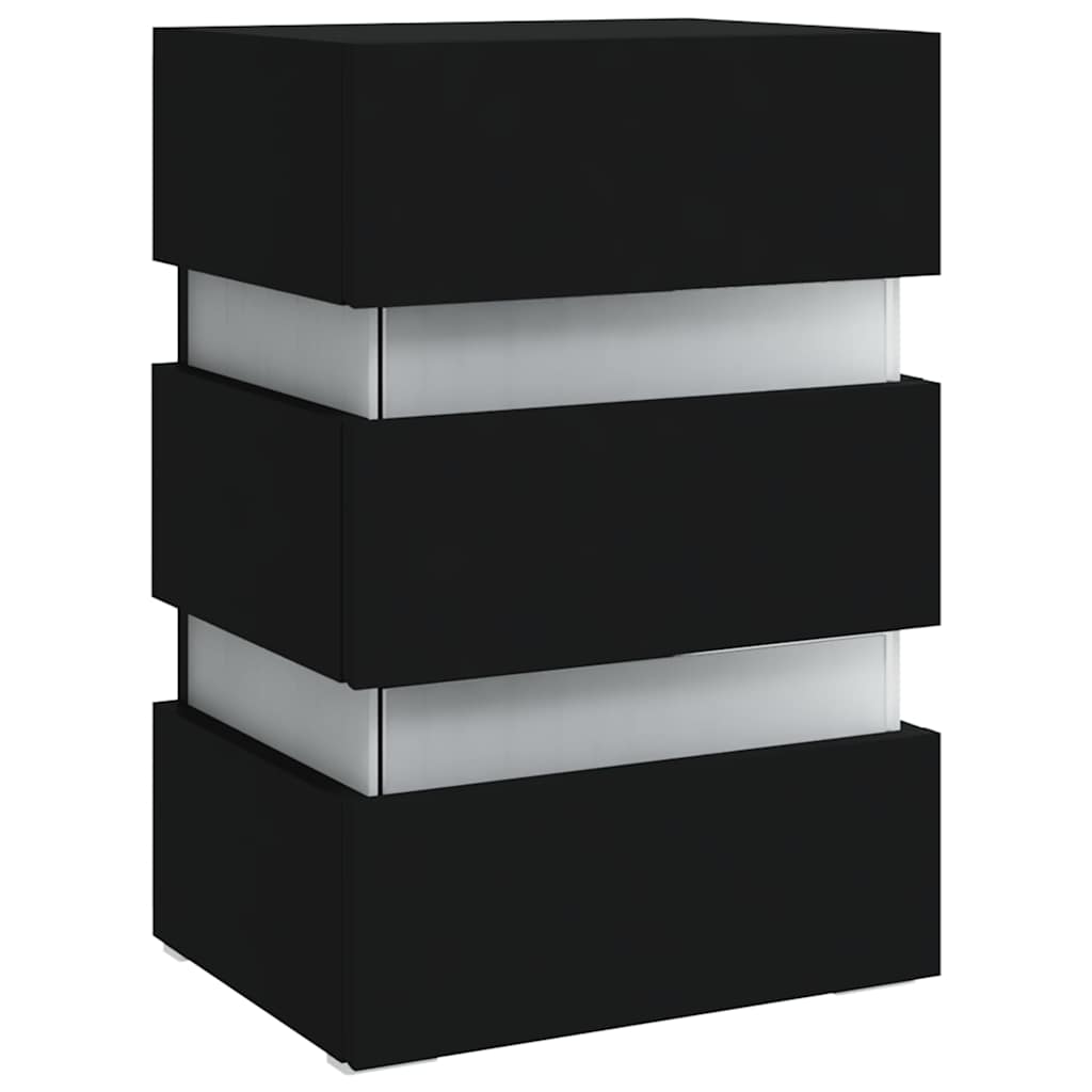 Table de chevet à LED Noir 45x35x67 cm Bois d'ingénierie - XIOS