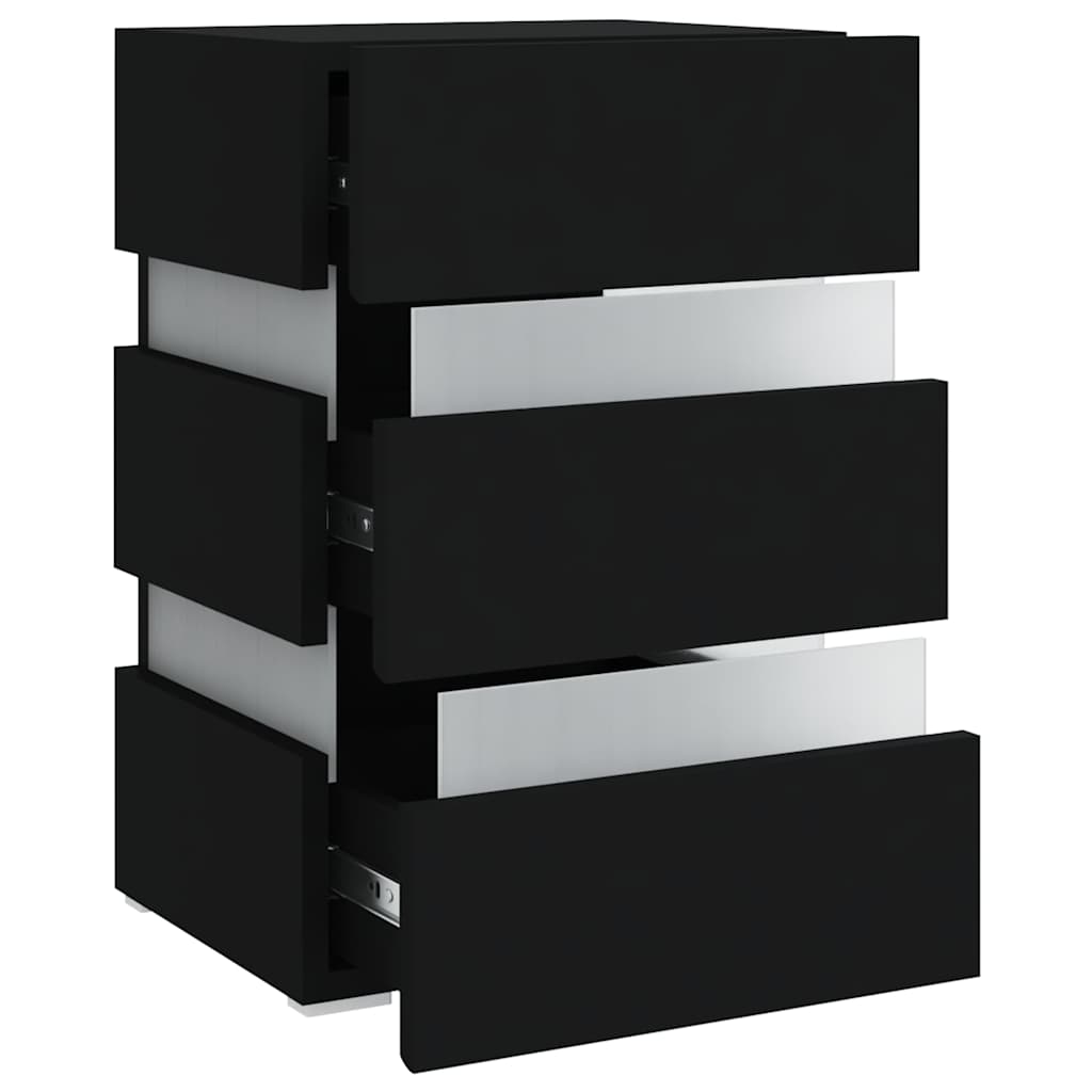 Table de chevet à LED Noir 45x35x67 cm Bois d'ingénierie - XIOS
