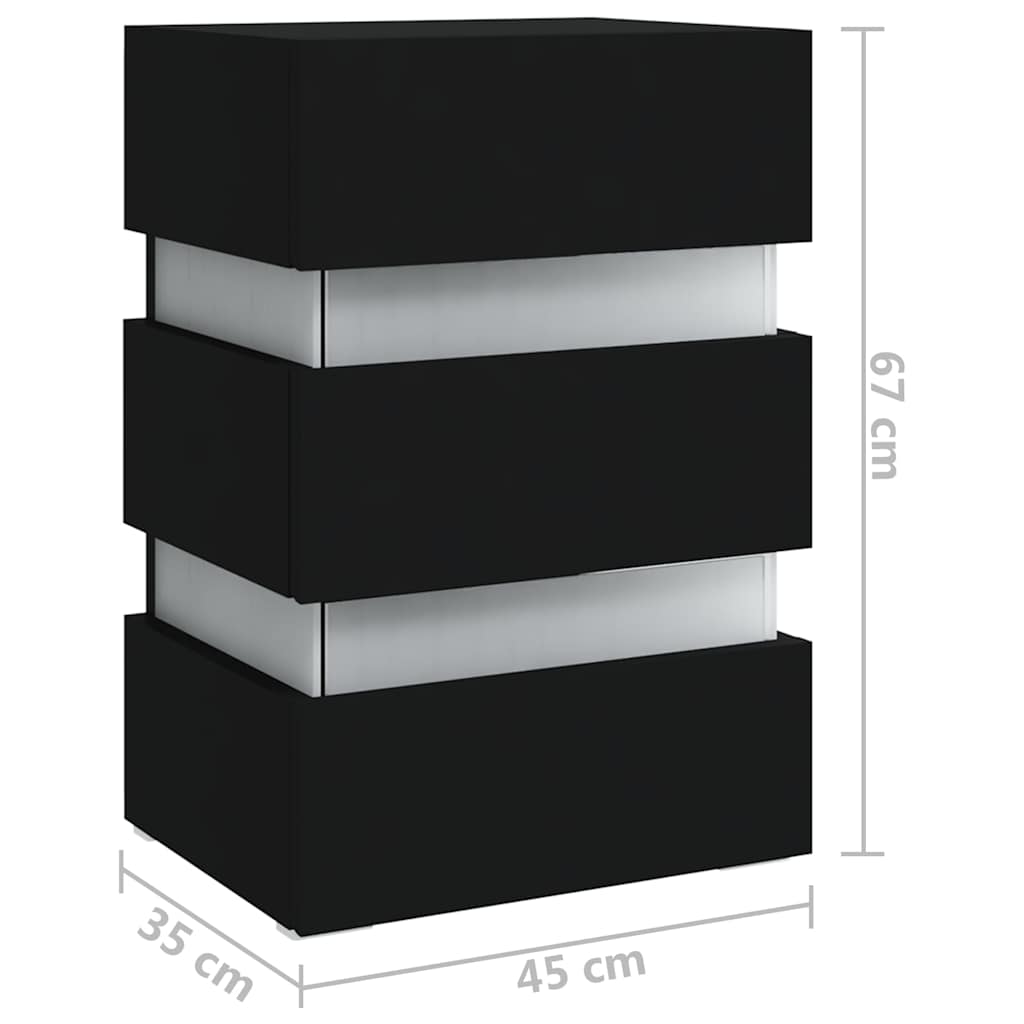 Table de chevet à LED Noir 45x35x67 cm Bois d'ingénierie - XIOS
