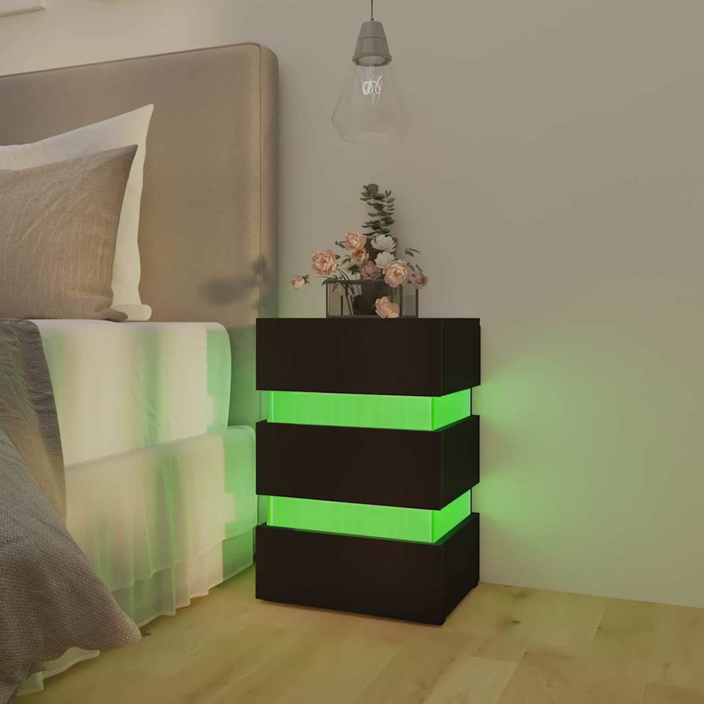 Table de chevet à LED Noir 45x35x67 cm Bois d'ingénierie - XIOS