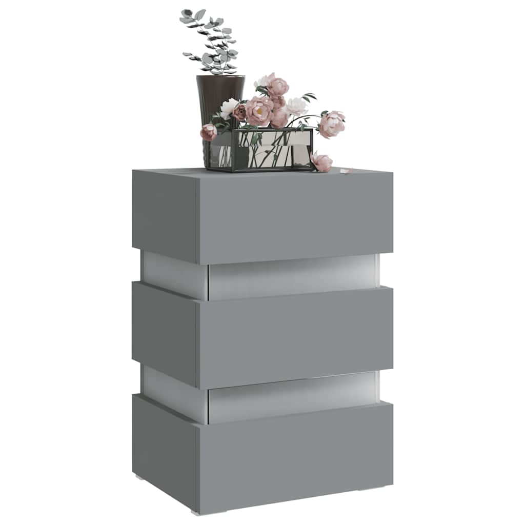 Table de chevet à LED Gris 45x35x67 cm Bois d'ingénierie - XIOS