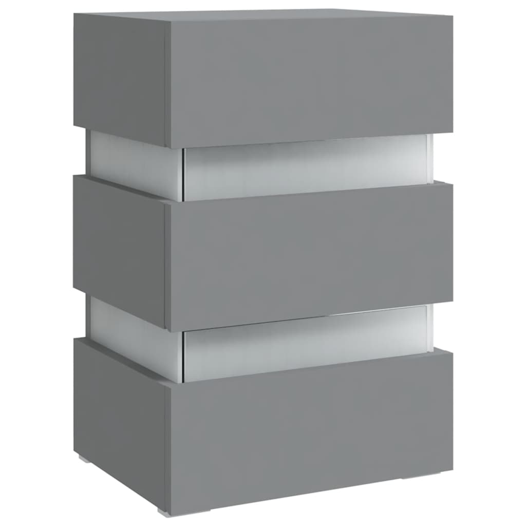 Table de chevet à LED Gris 45x35x67 cm Bois d'ingénierie - XIOS