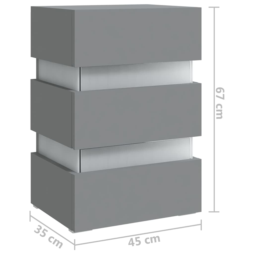 Table de chevet à LED Gris 45x35x67 cm Bois d'ingénierie - XIOS
