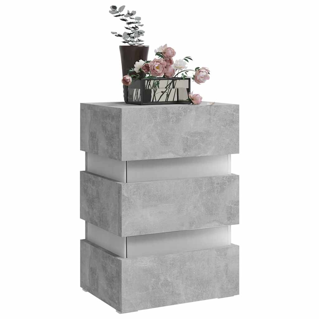 Table de chevet à LED gris béton 45x35x67 cm bois d'ingénierie - XIOS