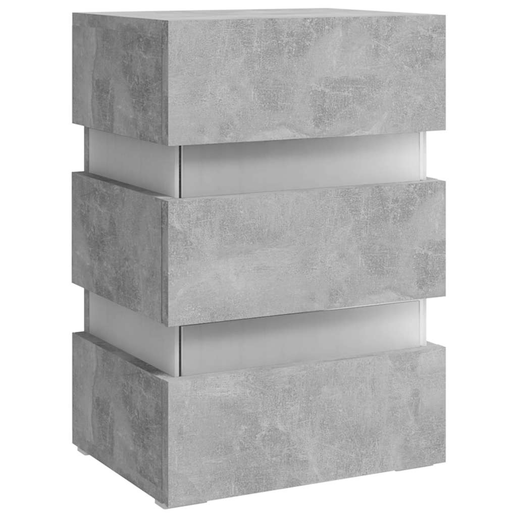 Table de chevet à LED gris béton 45x35x67 cm bois d'ingénierie - XIOS