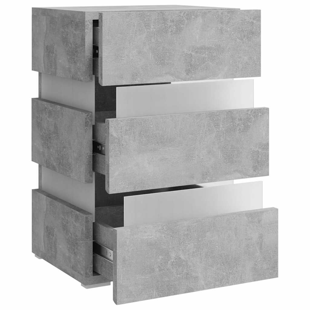 Table de chevet à LED gris béton 45x35x67 cm bois d'ingénierie - XIOS