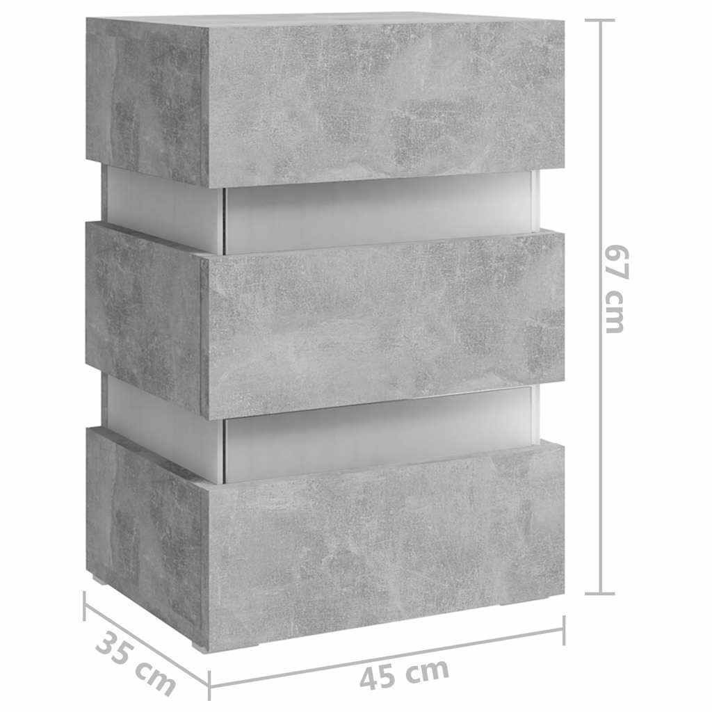 Table de chevet à LED gris béton 45x35x67 cm bois d'ingénierie - XIOS