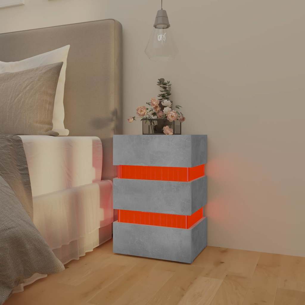 Table de chevet à LED gris béton 45x35x67 cm bois d'ingénierie - XIOS