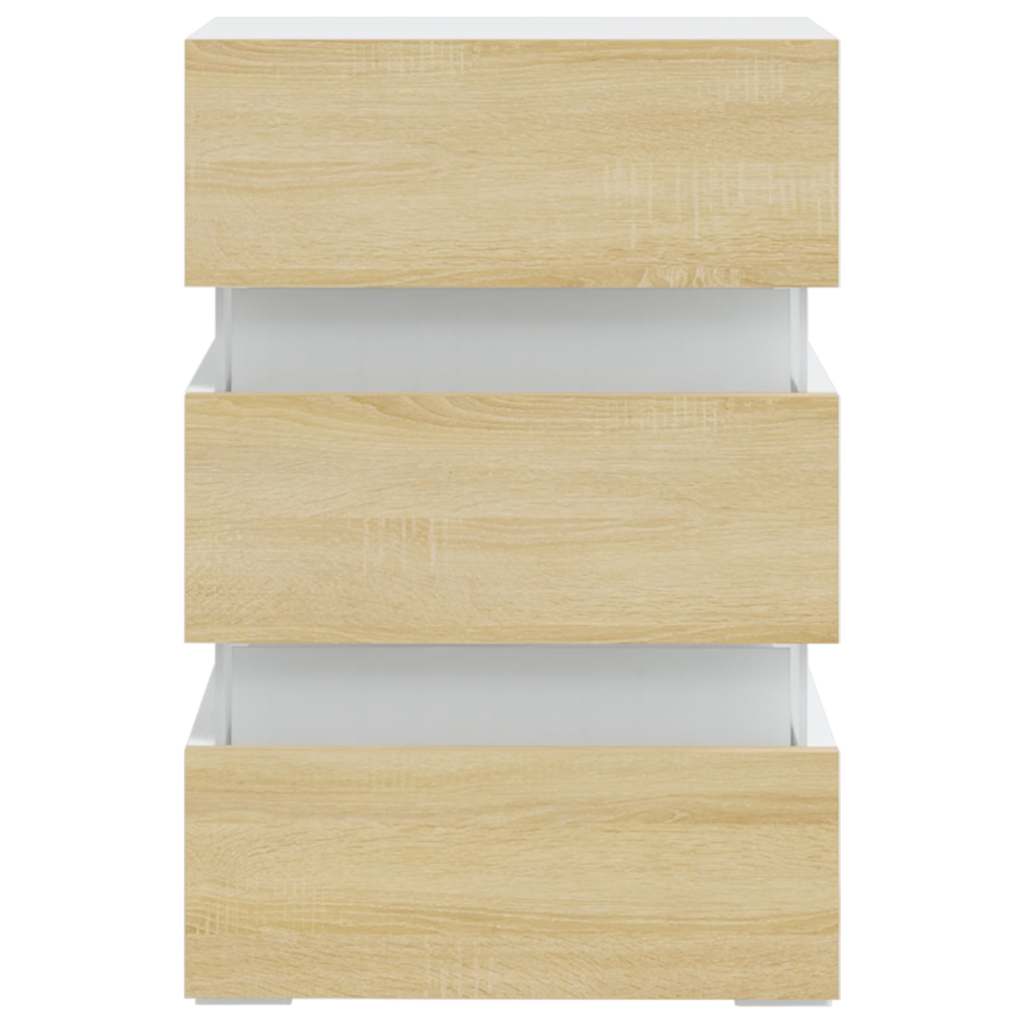 Table de chevet à LED Blanc et chêne sonoma 45x35x67 cm - XIOS