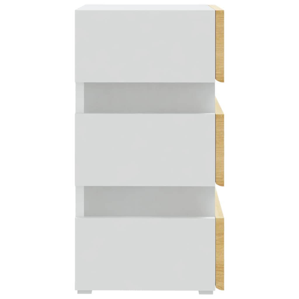 Table de chevet à LED Blanc et chêne sonoma 45x35x67 cm - XIOS