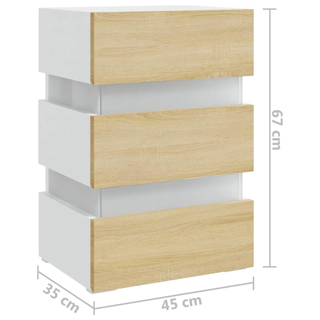 Table de chevet à LED Blanc et chêne sonoma 45x35x67 cm - XIOS