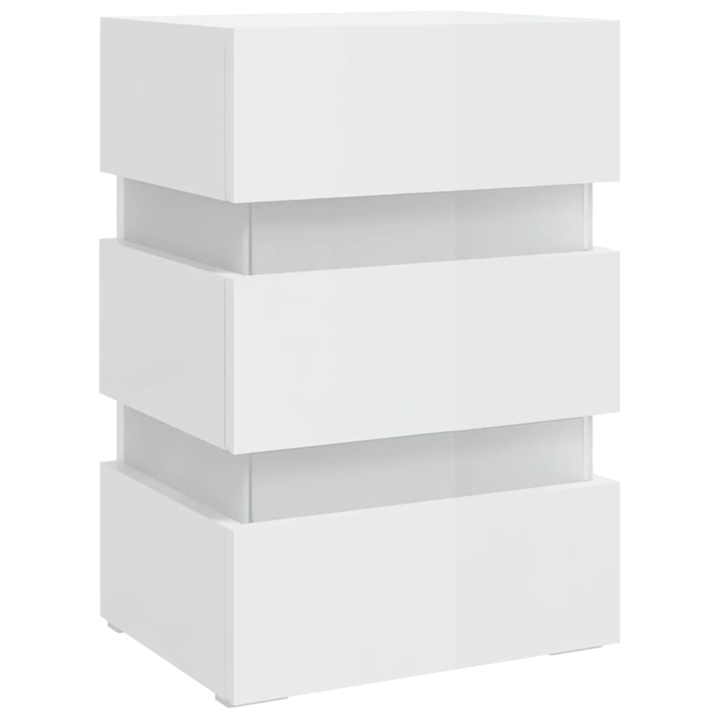 Table de chevet à LED blanc brillant 45x35x67 cm - XIOS