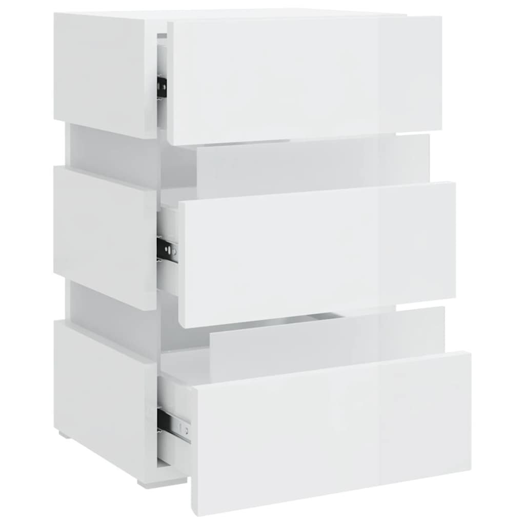 Table de chevet à LED blanc brillant 45x35x67 cm - XIOS