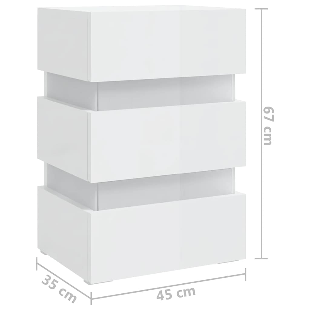 Table de chevet à LED blanc brillant 45x35x67 cm - XIOS
