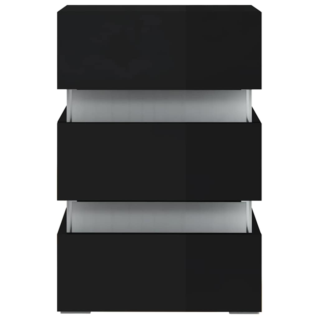 Table de chevet à LED noir brillant 45x35x67 cm bois ingénierie - XIOS