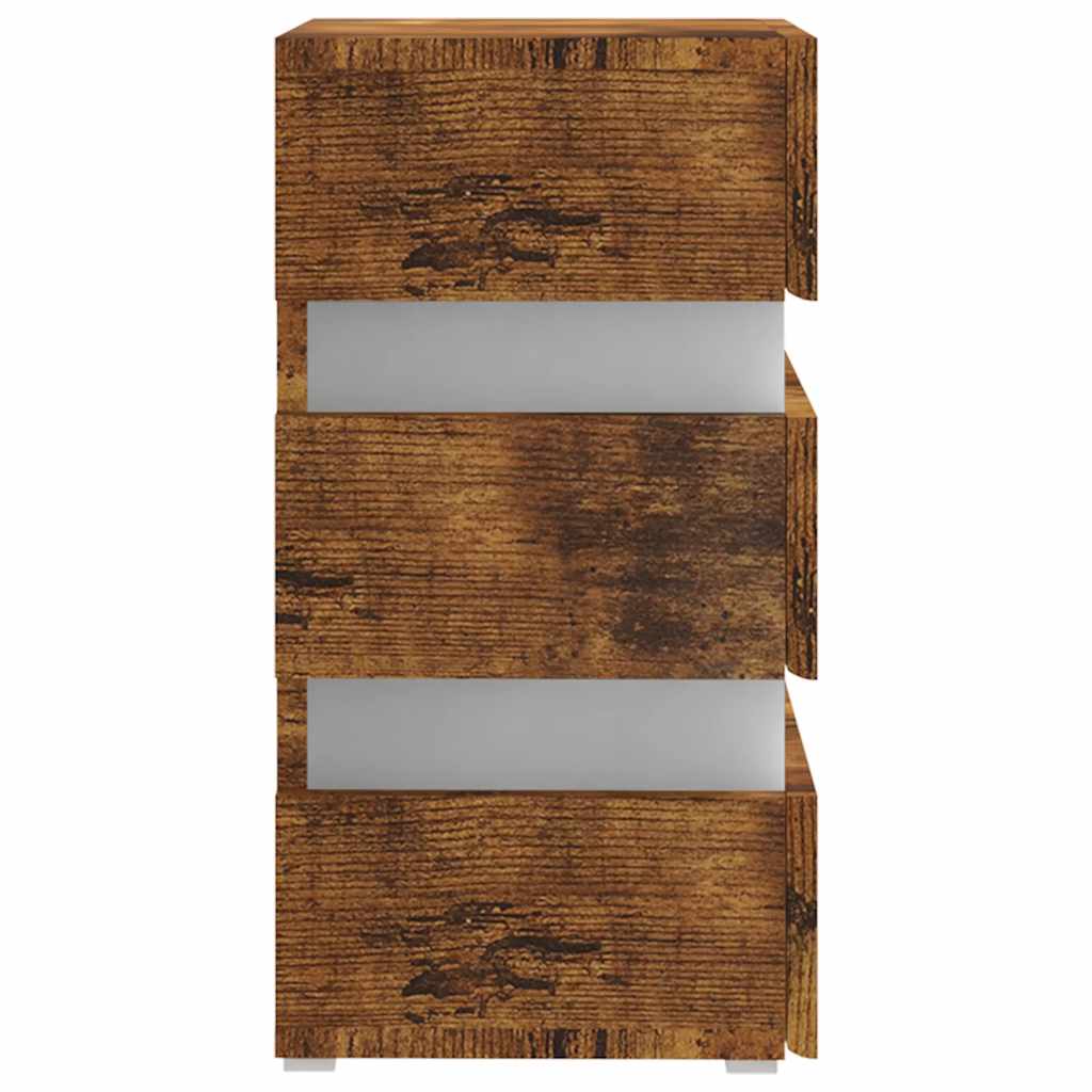 Table de chevet à LED chêne fumé 45x35x67 cm bois d'ingénierie - XIOS