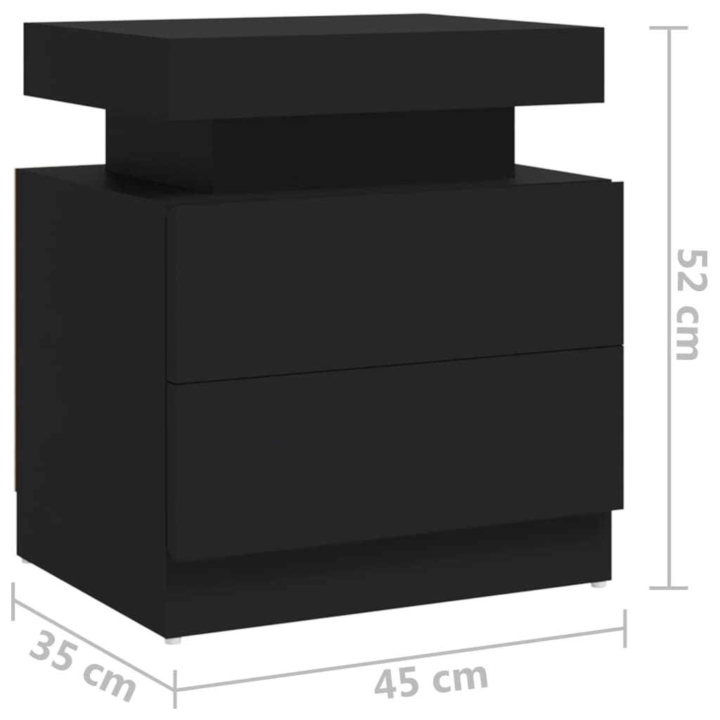 Table de chevet Noir 45x35x52 cm Aggloméré - XIOS