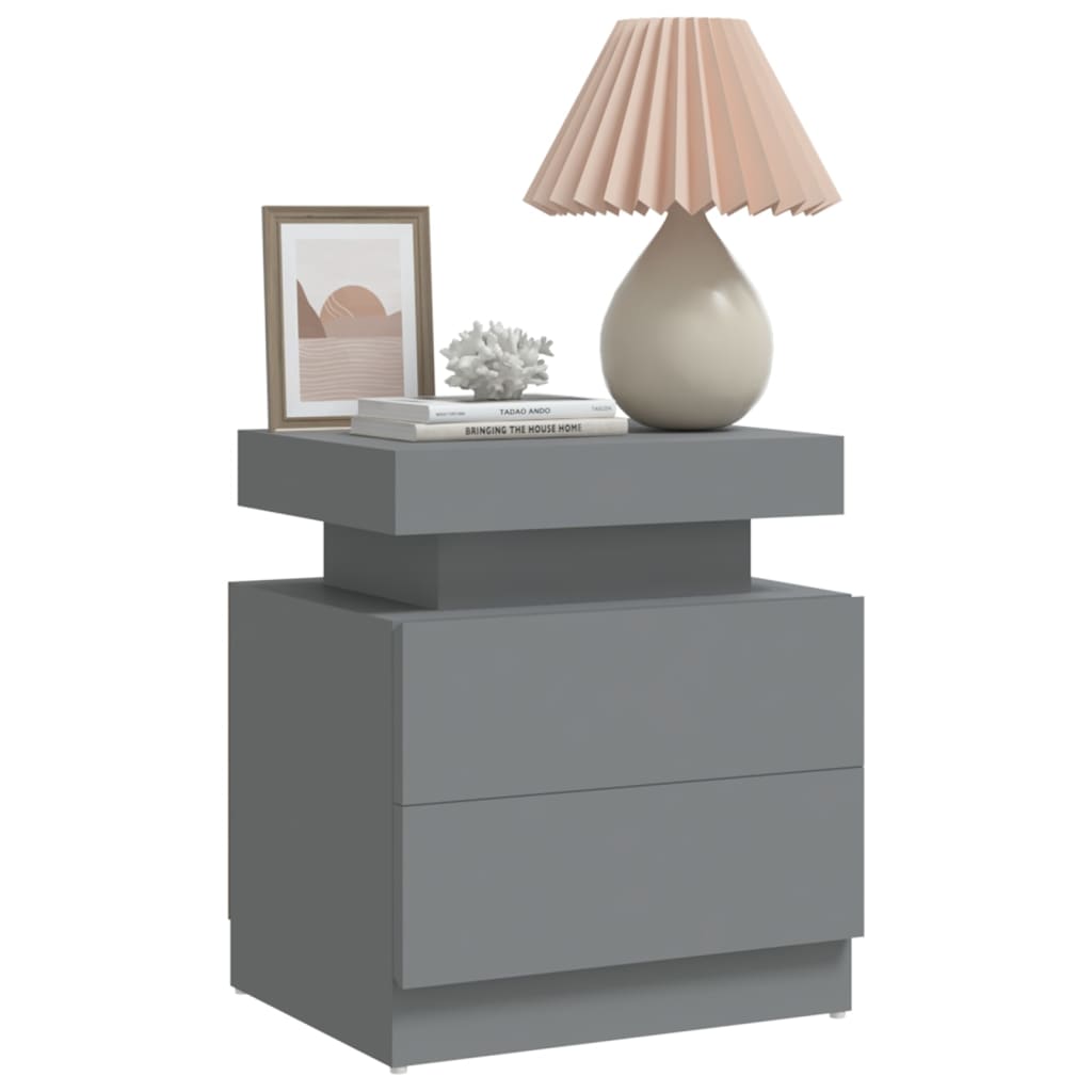 Table de chevet Gris 45x35x52 cm Bois d'ingénierie - XIOS