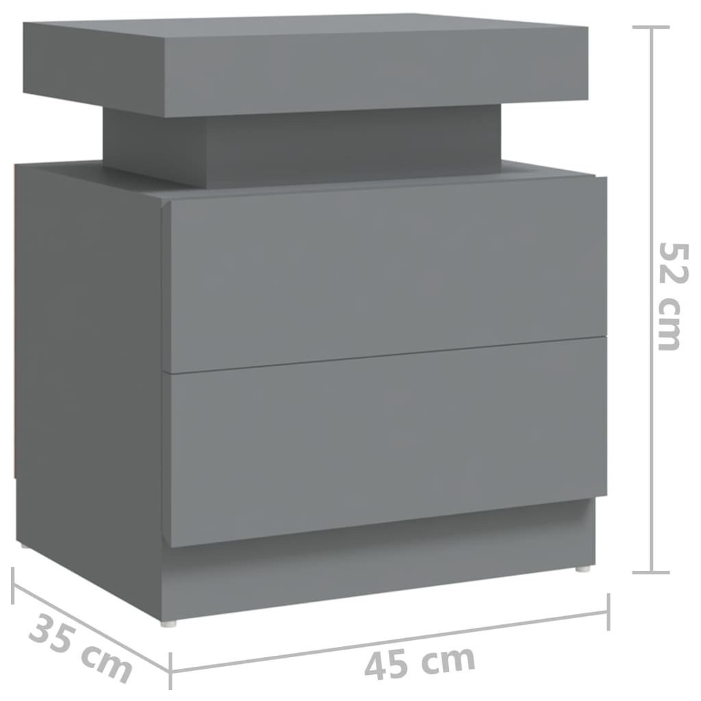 Table de chevet Gris 45x35x52 cm Bois d'ingénierie - XIOS