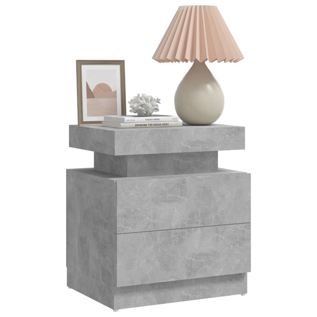 Table de chevet Gris béton 45x35x52 cm Bois d'ingénierie - XIOS