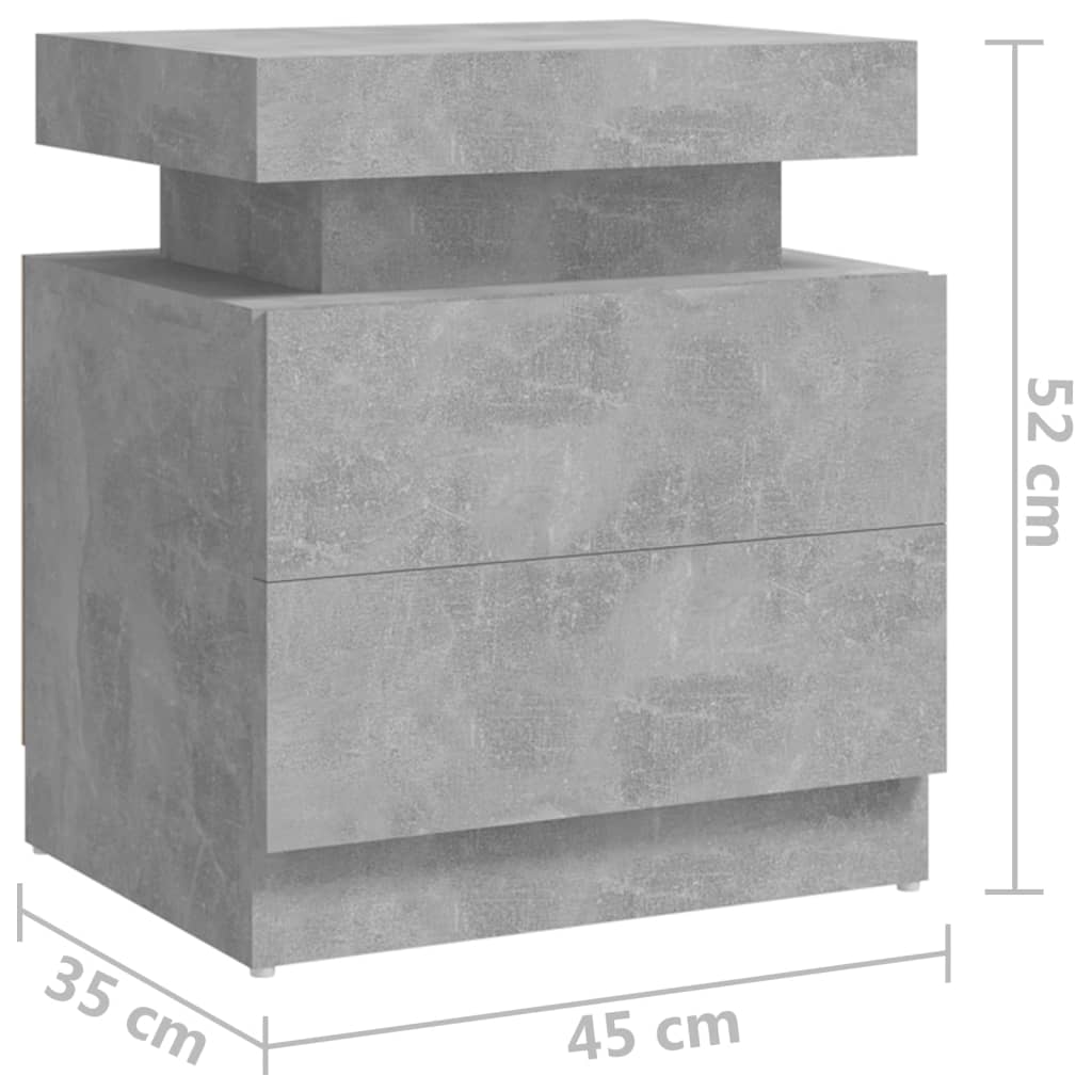 Table de chevet Gris béton 45x35x52 cm Bois d'ingénierie - XIOS