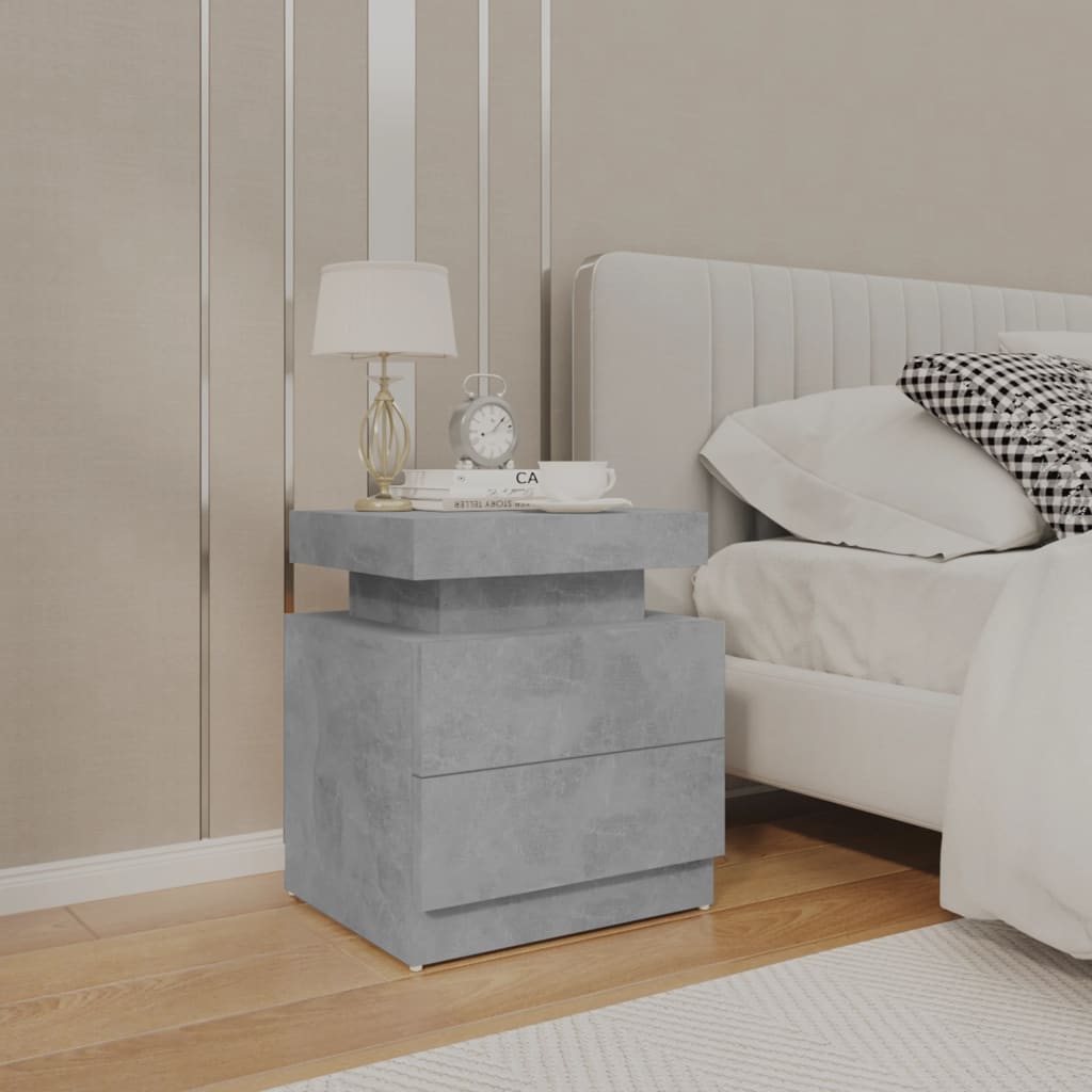 Table de chevet Gris béton 45x35x52 cm Bois d'ingénierie - XIOS