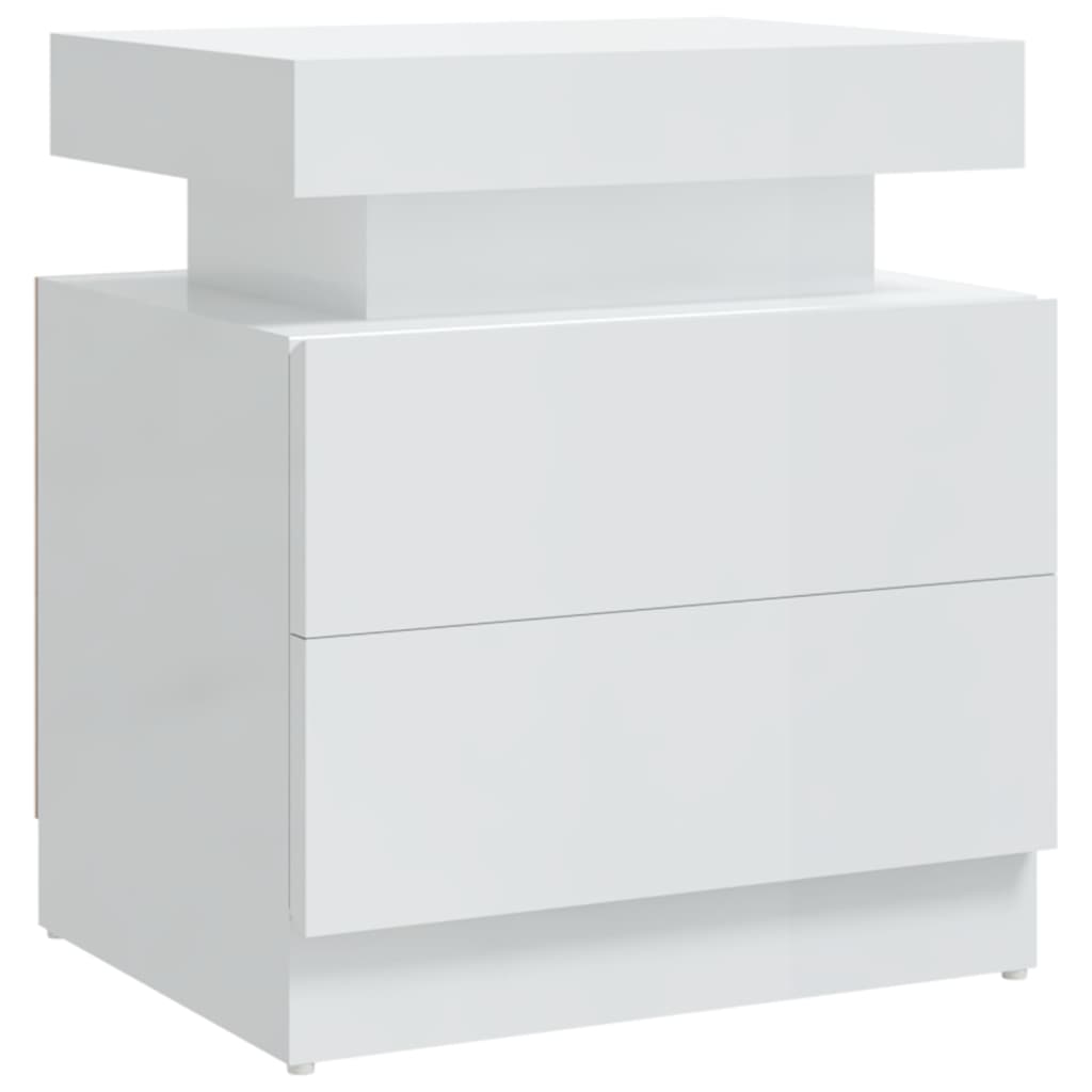 Table de chevet Blanc brillant 45x35x52 cm Bois d'ingénierie - XIOS