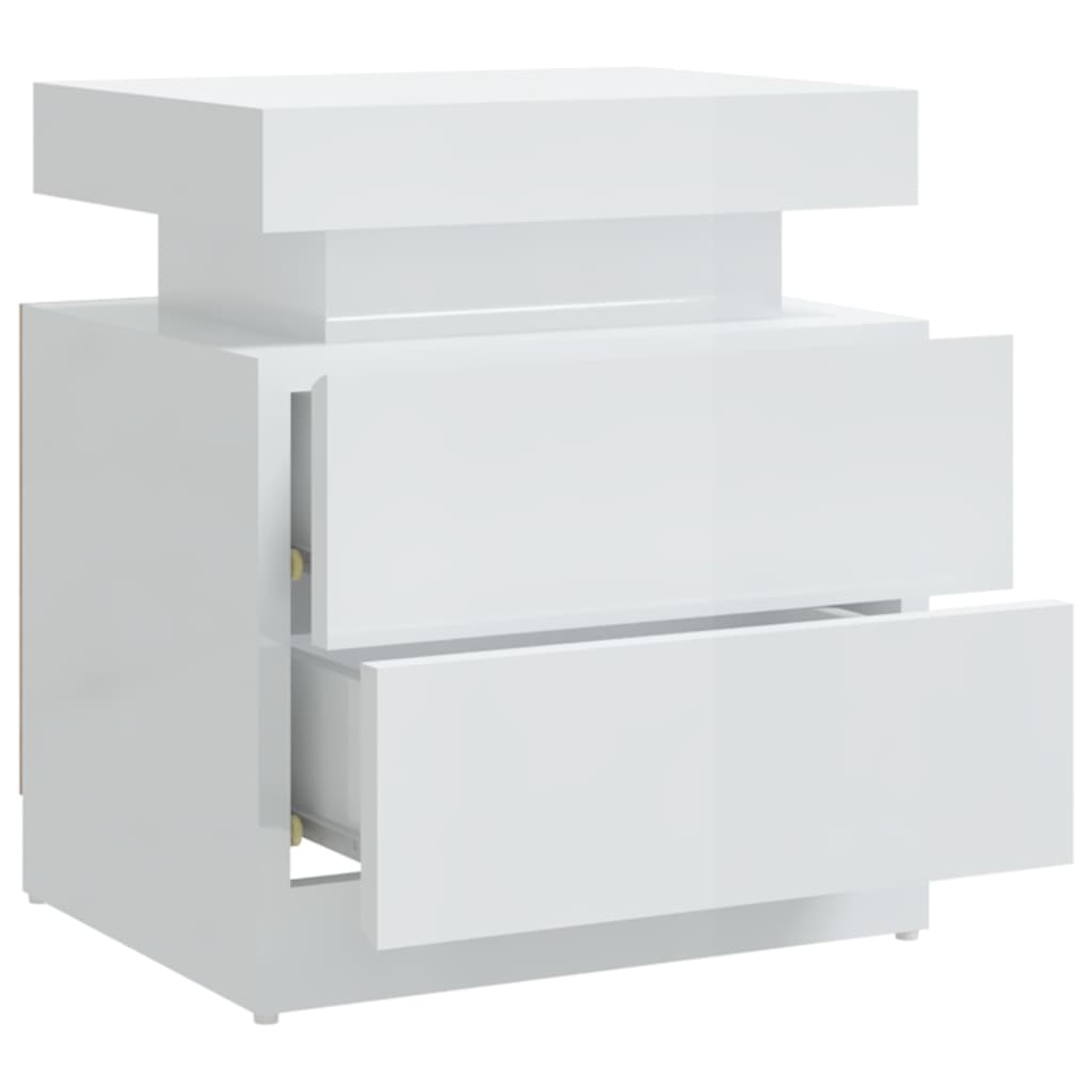 Table de chevet Blanc brillant 45x35x52 cm Bois d'ingénierie - XIOS