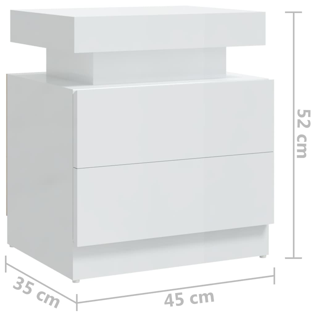 Table de chevet Blanc brillant 45x35x52 cm Bois d'ingénierie - XIOS