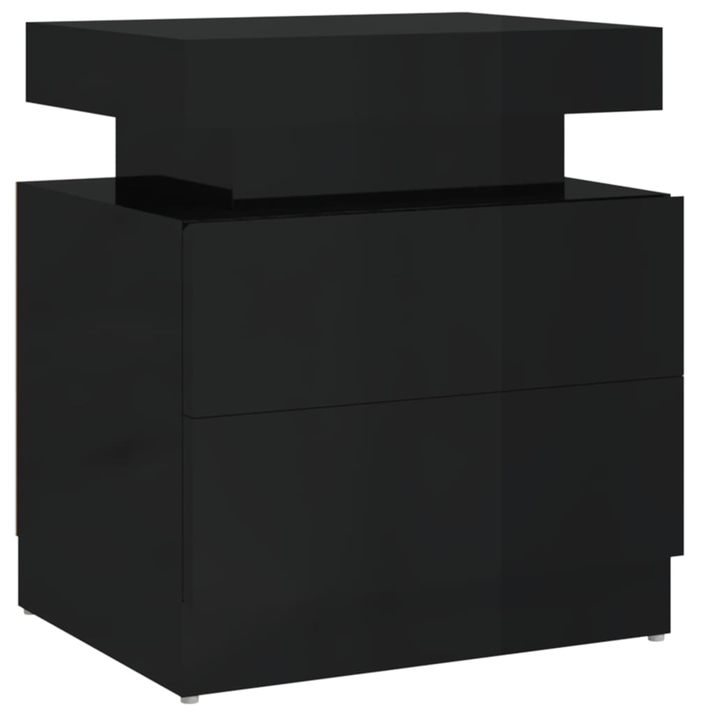 Table de chevet Noir brillant 45x35x52 cm Aggloméré - XIOS