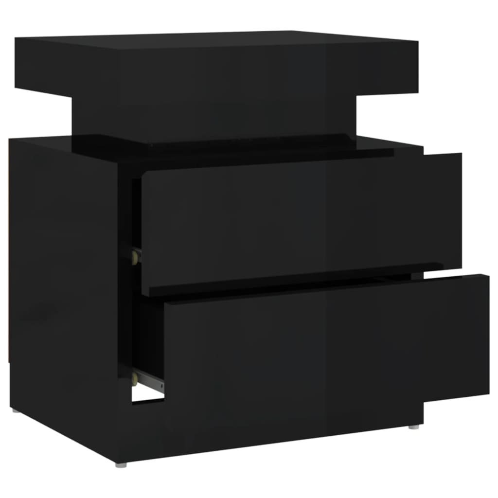 Table de chevet Noir brillant 45x35x52 cm Aggloméré - XIOS
