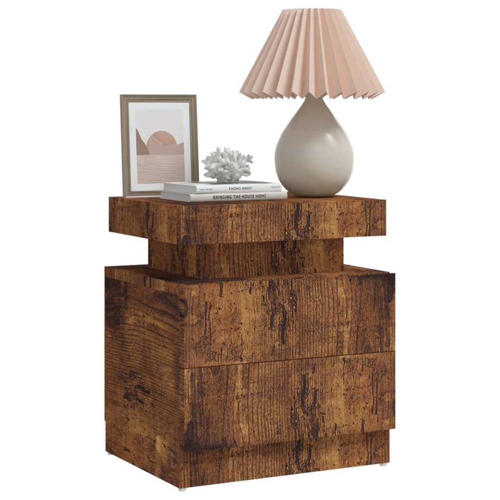 Table de chevet chêne fumé 45x35x52 cm Bois d'ingénierie - XIOS