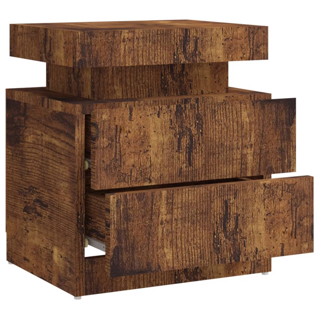 Table de chevet chêne fumé 45x35x52 cm Bois d'ingénierie - XIOS