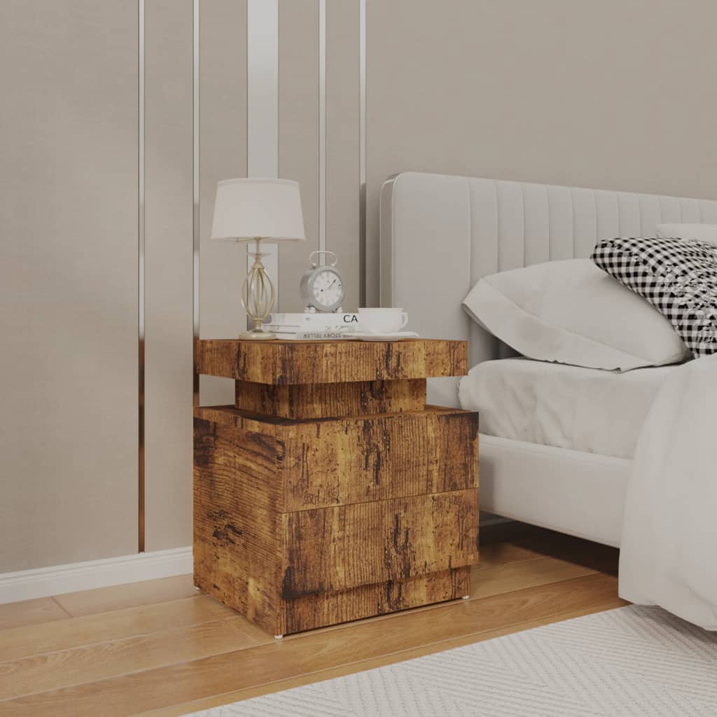 Table de chevet chêne fumé 45x35x52 cm Bois d'ingénierie - XIOS