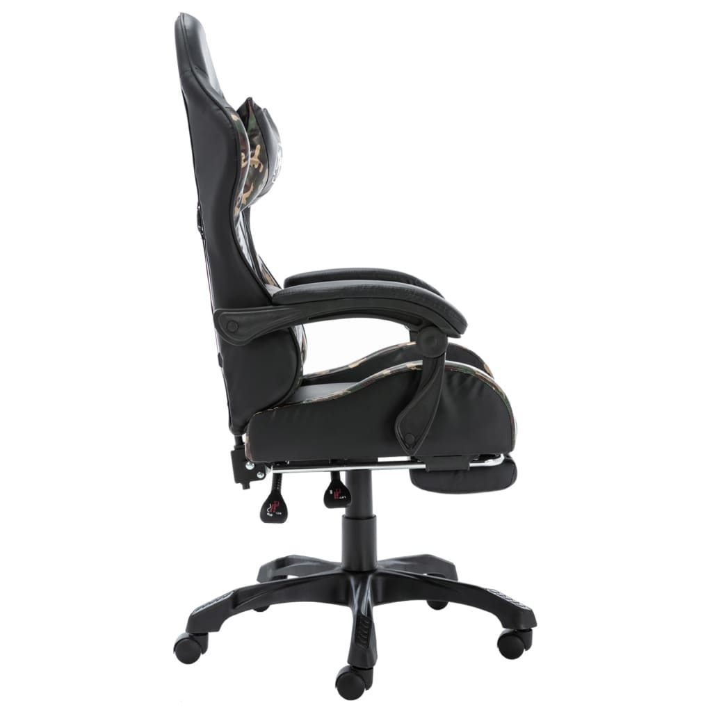 Fauteuil de jeux vidéo repose-pied Noir/camouflage Similicuir