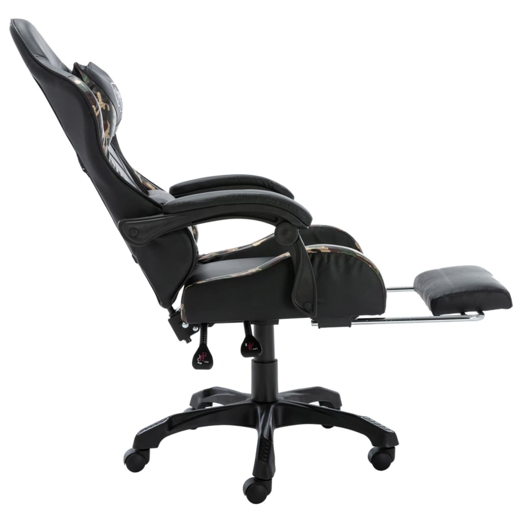 Fauteuil de jeux vidéo repose-pied Noir/camouflage Similicuir
