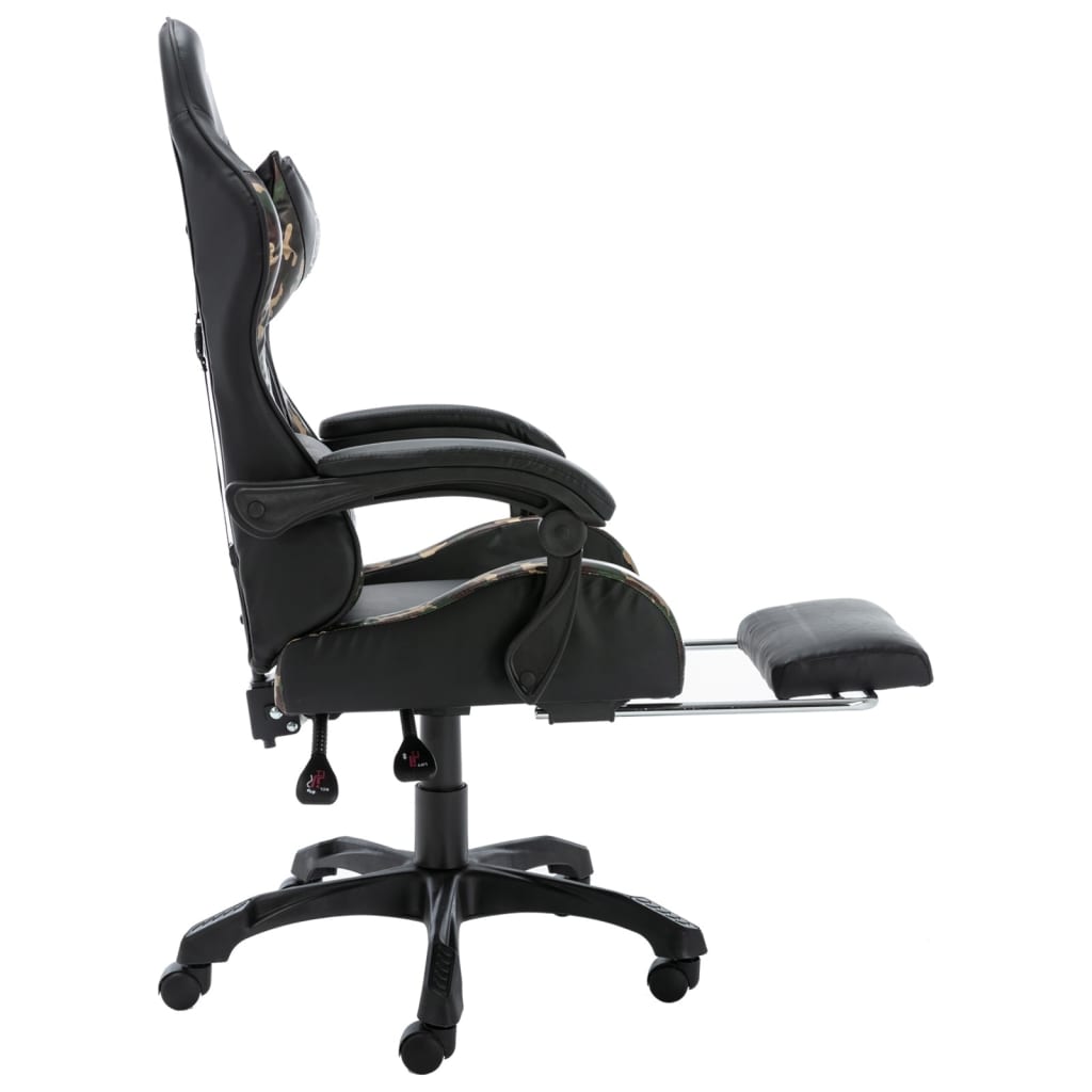 Fauteuil de jeux vidéo repose-pied Noir/camouflage Similicuir