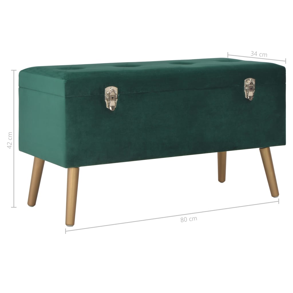 Banc avec compartiment de rangement 80 cm Vert Velours - XIOS
