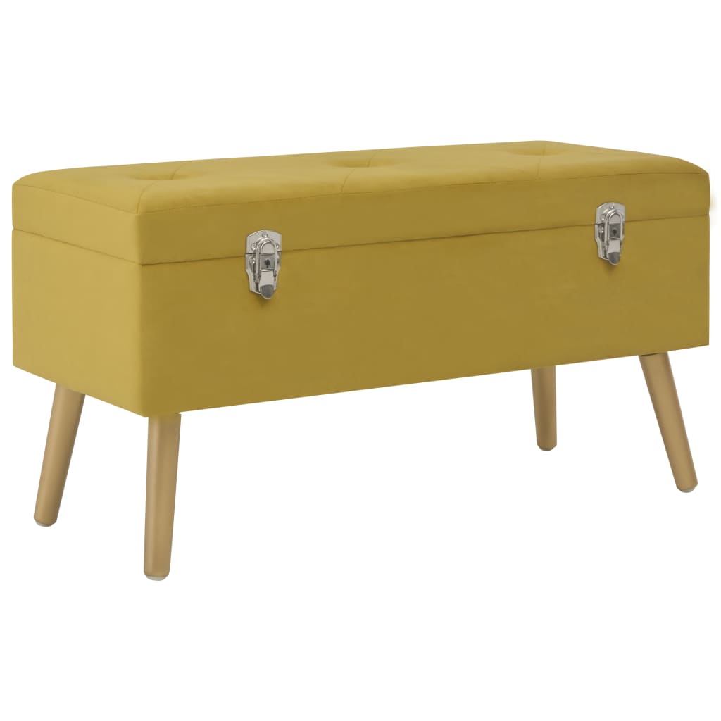 Banc avec compartiment de rangement 80cm Jaune moutarde Velours - XIOS
