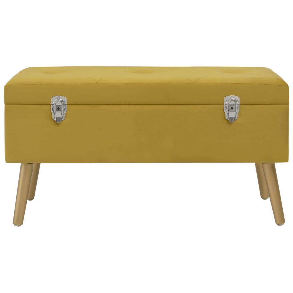 Banc avec compartiment de rangement 80cm Jaune moutarde Velours - XIOS
