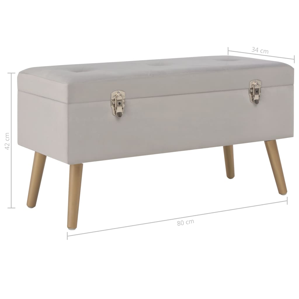 Banc avec compartiment de rangement 80 cm Gris Velours - XIOS